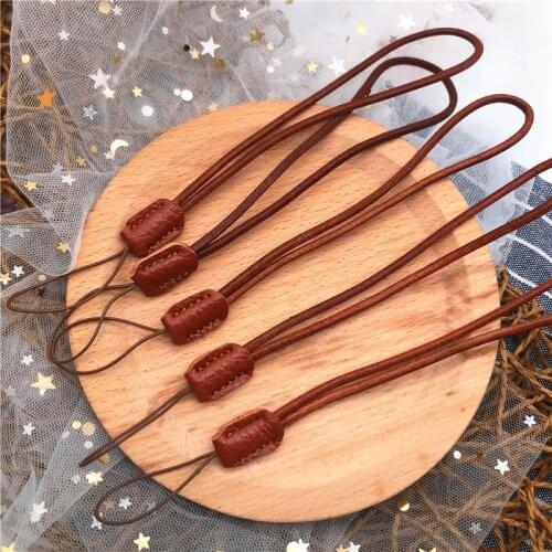 New Genuine Leather Lanyard Wrist rope for mobile phone badge USB keys id credit card holder wrist lanyard Anti-slip Cord