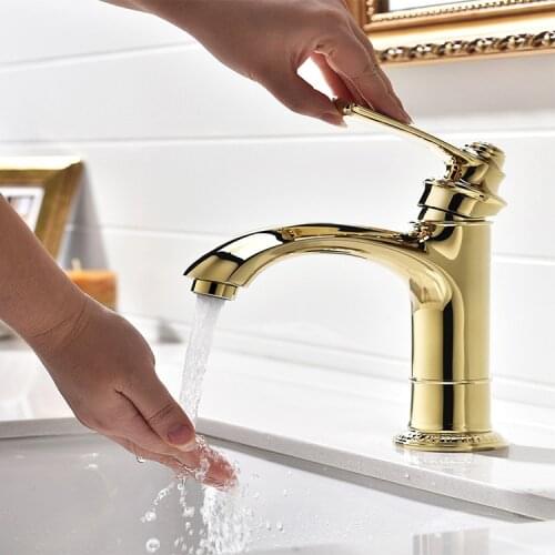 Luxury All brass bathroom sink faucet gold crystal Beautiful golden cold hot water basin mixer tap faucet