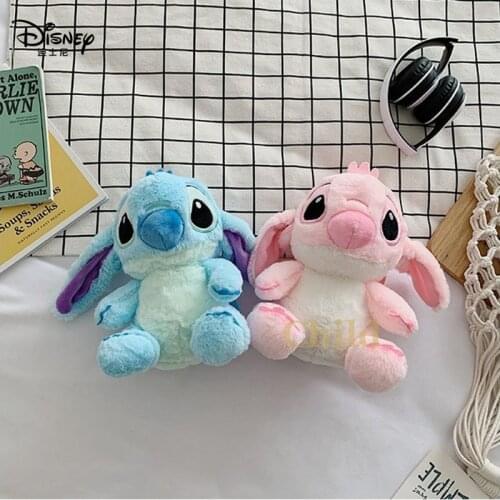 Disney Plush Backpack Kawaii Stitch Toys Girls Boys Knapsack 24cm Childrens Kindergarten School Bag Cute Plush Doll Bag