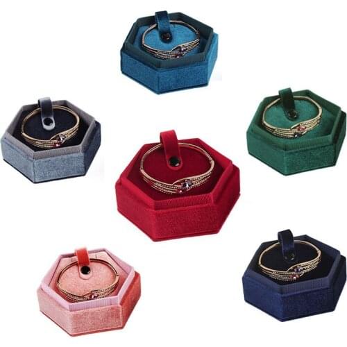 Corduroy Hexagonal Jewelry Storage Box Bracelet Display Collection Box Bracelet Gift Gift Box