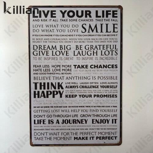 Vintage Text Metal Plaque Decor Life Message Metal Plate Tin Sign Metal Painting Metal Poster Bar Club Home Metal Decoration