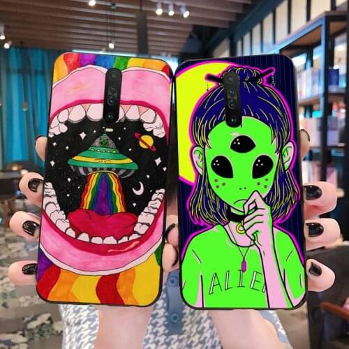 YJZFDYRM Cute Cartoon alien space Phone Case for Redmi Note 9 8 8T 8A 7 6 6A Go Pro Max Redmi 9 K20