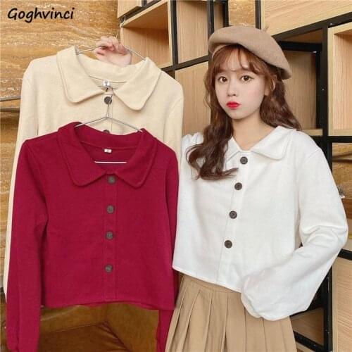 No Hat Hoodies Women Solid Turn-down Collar Simple Sweet Ladies Autumn Hoodie Loose New Loose Comfortable Pullover Sweatshirts