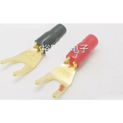 Smonisia 20pcs/lot Speaker Terminal Signal Plug U-type Y-type Elbow Jack Copper Sheet Golden Cross Connector