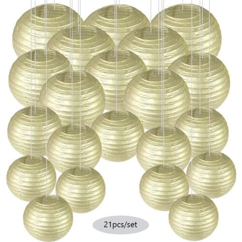 21pcs White Paper Lanterns/6"-12" Chinese Lampion Birthday Wedding Party DIY Lampion Hanging Lantern Ball Festival Decor