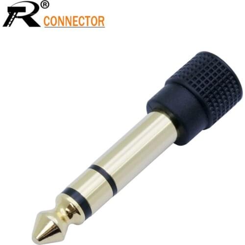 1pc Microphone speaker plug audio connector 6.35mm male plug to jack 3.5mm 3 pole female socket speaker adapter gold plated