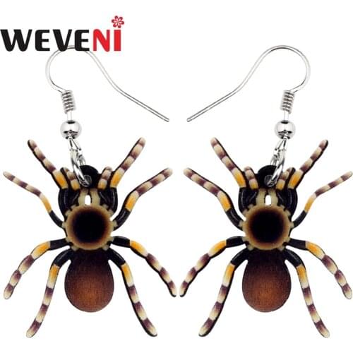 WEVENI Accessories Acrylic Halloween Floral Spider Earrings Drop Dangle New Long Animal Party Wholesale Jewelry For Women Girls