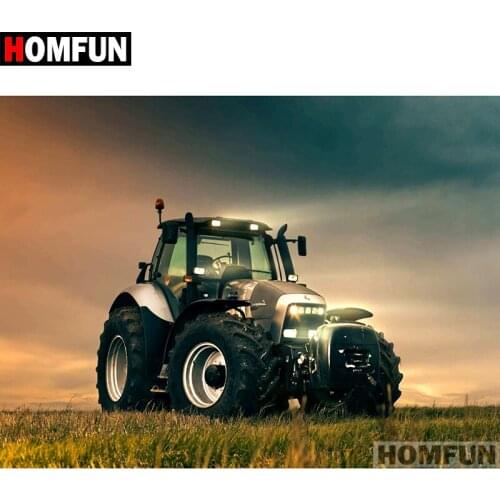 HOMFUN Full Square/Round Drill 5D DIY Diamond Painting "Farm tractor" Embroidery Cross Stitch 5D Home Decor Gift A07383