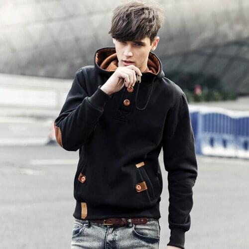 Brands Mens Cotton pullover Autumn Winter Casual Solid color Hoodies male Hip Hop Single-breasted Sweatshirt Hooded jacket