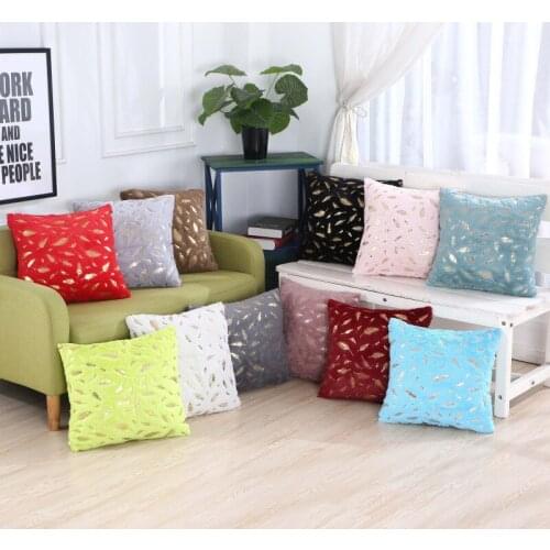 Bronzing Feather Geometric Sofa Decorative Cushion Cover Pillow Pillowcase 45*45 Plush Throw Pillow Home Decor Pillowcover 40628
