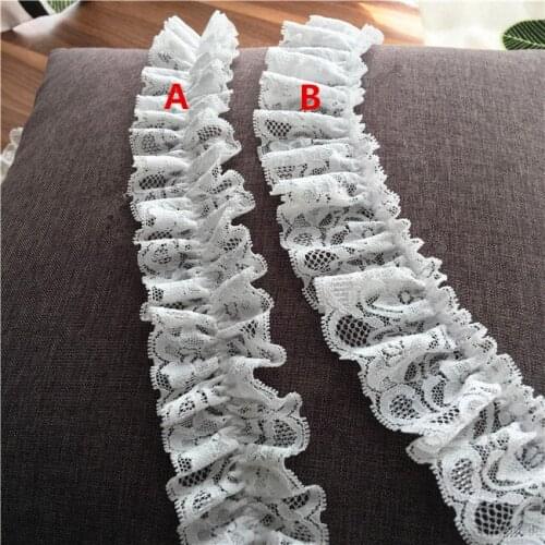 Black and white elastic pleated lace clothing lace accessories decorative materials