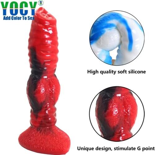 Soft Liquid Silicone Wolf Penis Dog Dick Suction Cup Animal Dildo Female Upscale Erotic Toys G-spot Massager Vaginal Masturbator