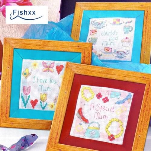 Fishxx Cross Stitch European magazine Crazy96-4 mothers holiday cartoon three lovely fresh small map