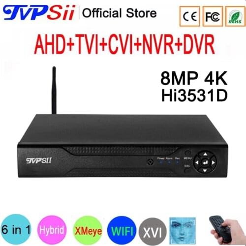 8MP CCTV Camera XMeye Audio Face Detection 8MP 4K Hi3531D H.265+ 4CH 8CH Hybrid Coaxial 6 in 1 XVI TVI CVI NVR WIFI AHD DVR