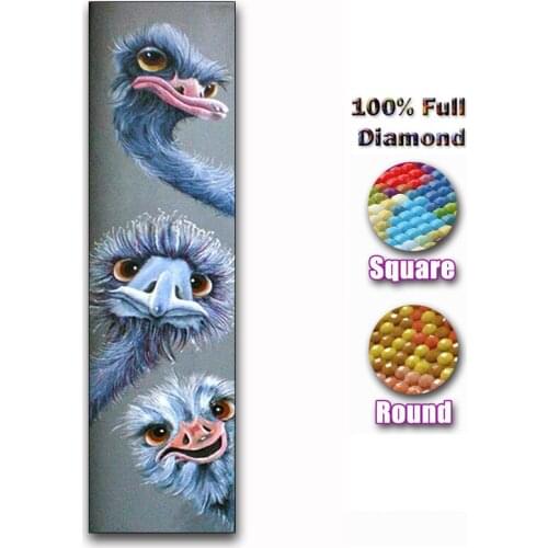 Full Square / Round Drill 5D DIY Diamond Painting Kits Rhinestone Embroidery Three ostriches Cross Stitch Arts Home Decor