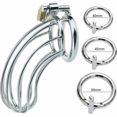 Adult Games Stainless Steel Cock Cage Lockable Sex Toys for Men Penis Cock Restraint Ring Sleeve Lock Male Chastity Belt Device