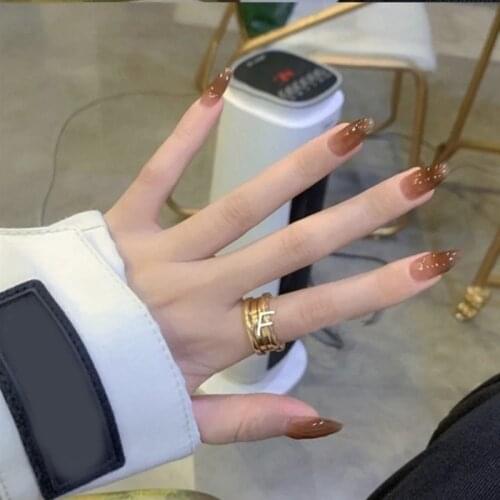 Nail Beauty with Champagne Gradient Fashion Detachable Elegant One Time Glue Style for All Women in Daily Life can CSV