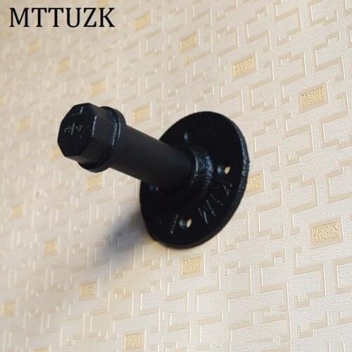 MTTUZK Black Industrial water pipe clothes hook fashion bathroom coat hook retro wrought iron clothing &coat hook MT06
