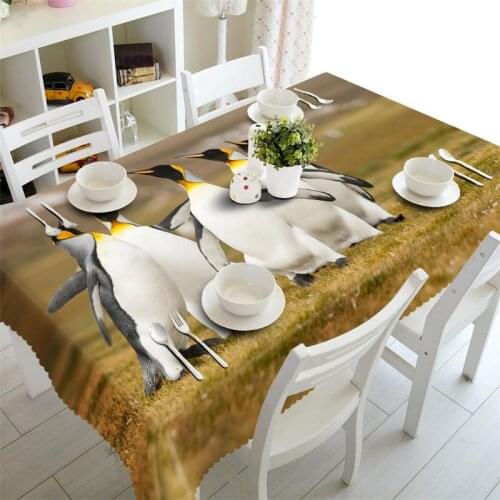 Kitchen Tablecloth rectangular Waterproof Coffee Cabinet Cover wedding Round table cover Customized size penguin Pillowcase