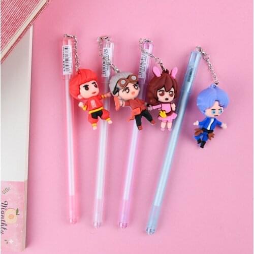 20 pcs/lot Fashion Girl Boy Pendant Gel Pen Cute 0.5mm Black Ink Neutral Pens Promotional Gift Stationery School Supplies
