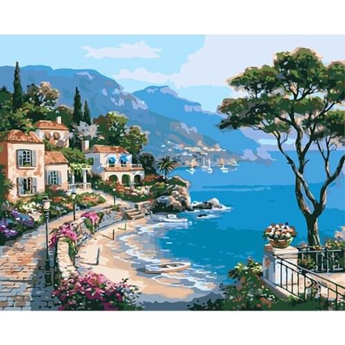 Fashion with frame Pictures Painting By Numbers Digital Oil Painting On Canvas Unique Gifts Home Decoration Romance Sea DY340