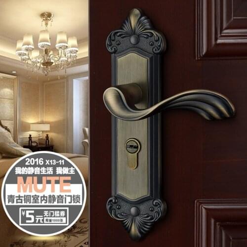 Fashion gold bedroon door handles antique brass / ivory white mute wooden door lock gold indoor locks European retro style locks