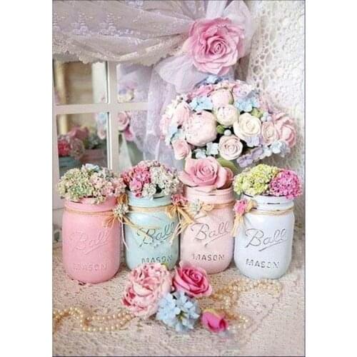 Flower Rose DIY Embroidery 11CT Kits Needlework Craft Set Cotton Thread Printed Canvas Home Decoration For Living Room On Sale