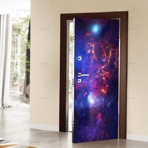 DIY PVC Door Sticker 3D Starry Sky Scenery Self Adhesive Waterproof Poster Fashion Home Decoration Bedroom Door Art Pictures
