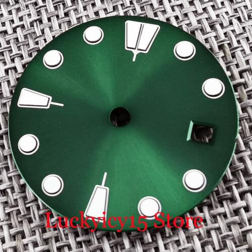 New Sterile 28.5mm Blue/Green Watch Dial Plate Date Window Fit MIYOTA Automatic Movement