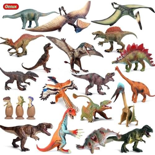 Oenux Original Small Jurassic Predator T-Rex Spinosaurus Action Figures Dinosaur World Animals Model PVC Collection Kid Toy Gift