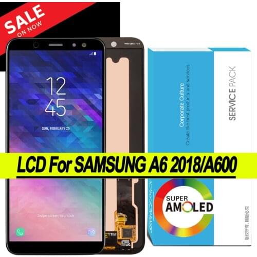 Original 5.6'' Super AMOLED LCD Display with Touch Screen Digitizer Assembly for Samsung Galaxy A6 2018 A600 Repair Parts