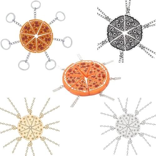 Best Friends Fashion Delicious Pizza Necklace Food Pizza Stitching Pendant Student Friendship Necklace Jewelry Gift