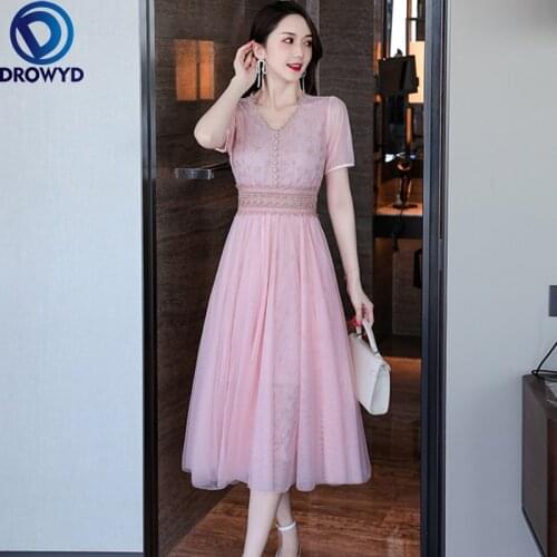 Women Boho Summer Beach Long Chiffon Dress 2021 Evening Party Sexy Pink V-Neck High Waist A Line Maxi Dress Chic Femme Vestidos