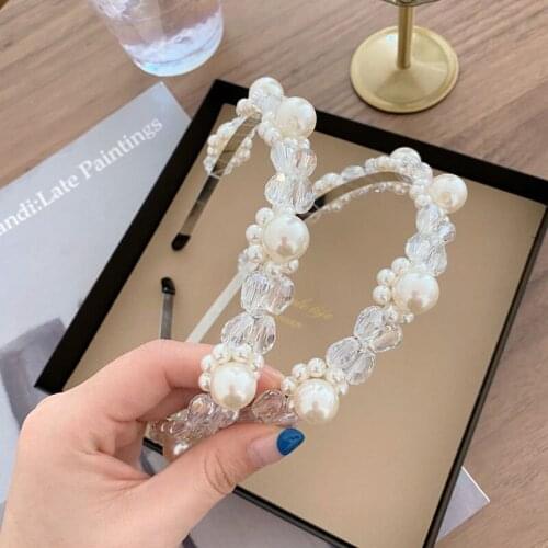 CN Retro Imitation Pearl Headbands Women Bride Hair Accessories Crystal Flower Pearl Water Drop Hair Accessories Headbands