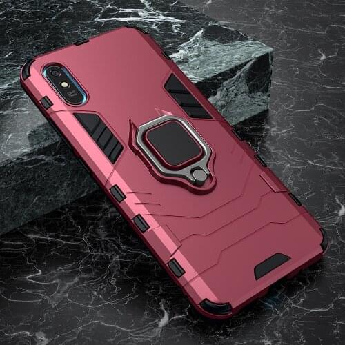 Shockproof Armor Phone Case for Xiaomi Redmi 9A 9C Ring Stand Bumper Silicone + PC Phone Back Cover for Xiomi Redmi 9C 9A Cases
