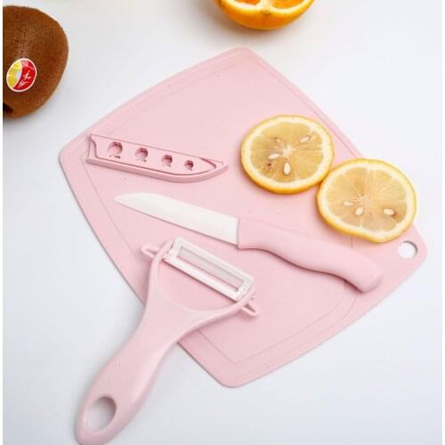 Three-piece ceramic fruit knife Cutting board peeler set Mini cutting board Paring knife Kitchenware