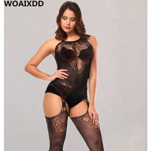Plus Size Sexy Open Crotch Lingerie Women Porn Bodysuit Teddy Babydoll Costumes Erotic Mujer Sexi Underwear Female Bodystockings