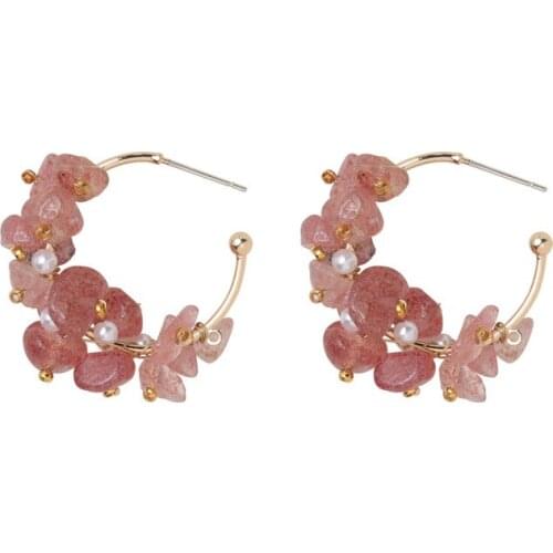 Earrings Birthstone Druzy Raw Stone Geode Tumbled Drop Jewelry Women Teen Girl Retro Style Natural Quartz