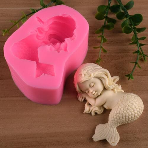 Sleeping Little Mermaid Silicone Baking Mold Fondant Molds DIY Baking Cake Cookie Chocolate Mould Pastry Cake DecoratingTools