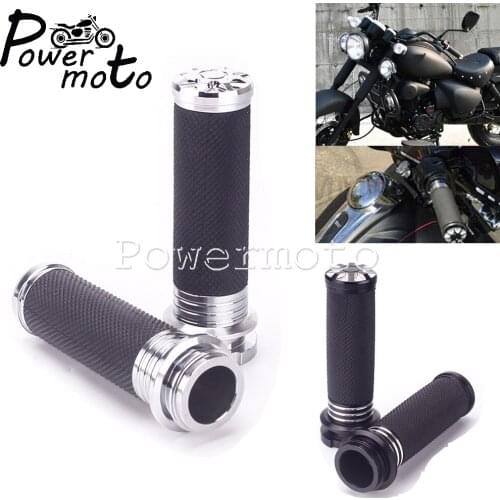 CNC Motorcycle 1" 25mm Black/Chrome Handle Bar Hand Grip Handle Control Grips For Harley Electra Road Glide Road King Street Bob