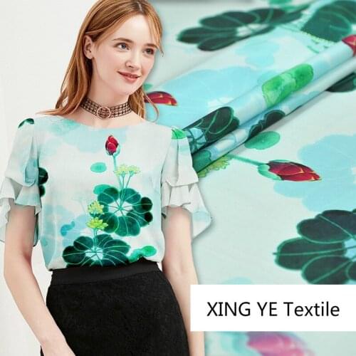 Mulberry Silk Stretch Double Joe Digital Printed Fabric for Dress Clothing Tops Soft Smooth Light Breat Sewing Material