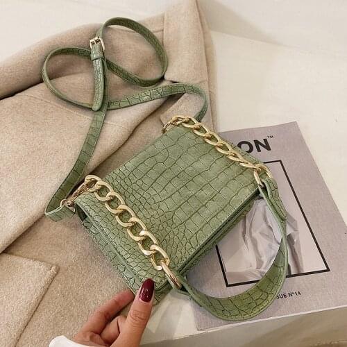 Crocodile Pattern Leather Chain Shoulder Bags for Women 2021 Designer Summer Female Travel Crossbody Underarm Bag Sac Epaule