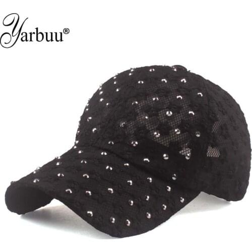 [YARBUU] New brand baseball cap Diamond rhinestone casquette For women Flower embroidery sun hat Free shipping