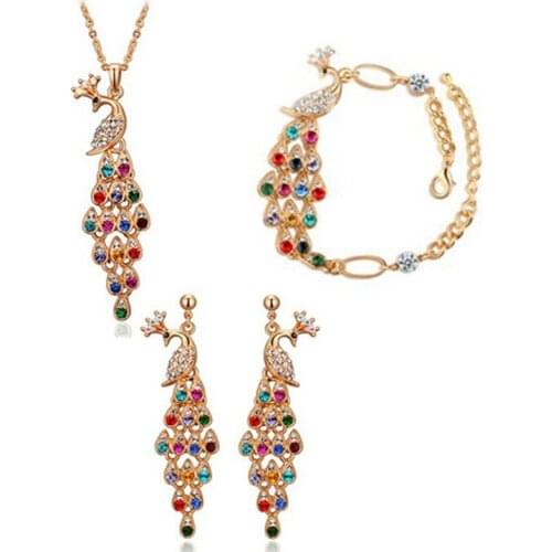 Austrian crystal peacock brand jewelry african jewelry sets gold for wedding