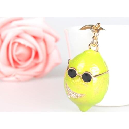 Green Lemon Prince Lovely Crystal Charm Purse Handbag Car Key Keyring Keychain Party Wedding Birthday Gift