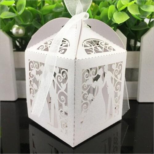 10pcs Laser Cut Candy Box Bride and Groom Wedding Favor Box Party Supplies Wedding Favors and Gifts Wedding Party Decoration