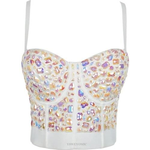 2020Summer Sexy Camisole Crop Top Women Diamond Bra Sleeveless Open Back Sequins Tops Ladies Party Clothes Womens Sexy Crop Top