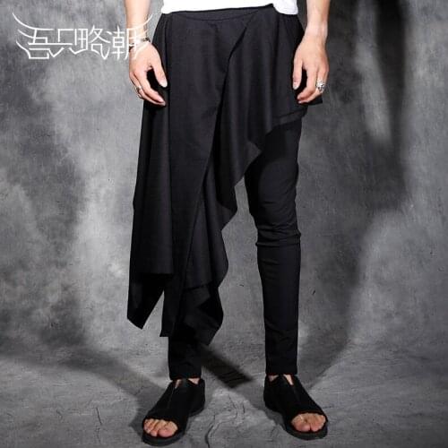 27-44 ! 2016 mens Ifashion male pants irregular aprons costumes fashion male personality pants SINGER COLTNMES