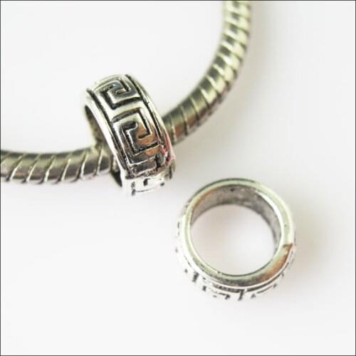 30Pcs Tibetan Silver Tone Round Spacer Beads fit European Charm Bracelets 10mm