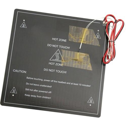3D Printer Aluminum Heated Bed 12V Hot Bed with Thermal Cable for CR-10 Black 300*300*3mm